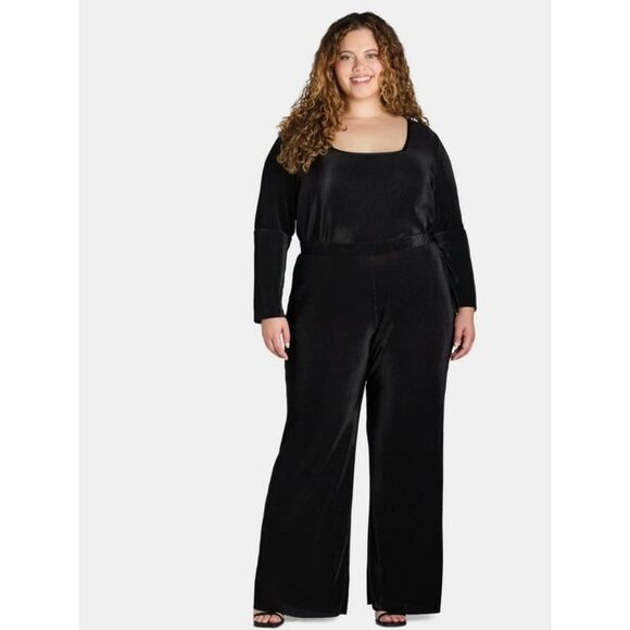 🆕👖Pleated Square Neck Top and Pants Set - Black Soot - Picture 1 of 4